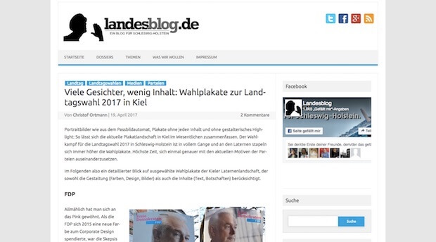 Screenshot des Landesblog über Wahlplakate